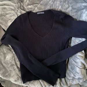 Brandy Melville navy knit long sleeve top